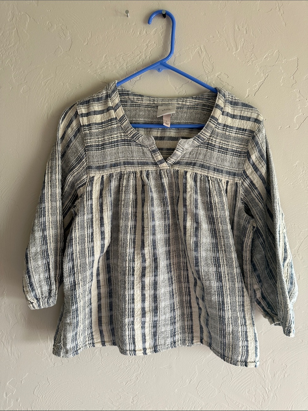 Knox Rose Blue and White Striped Peasant Blouse
